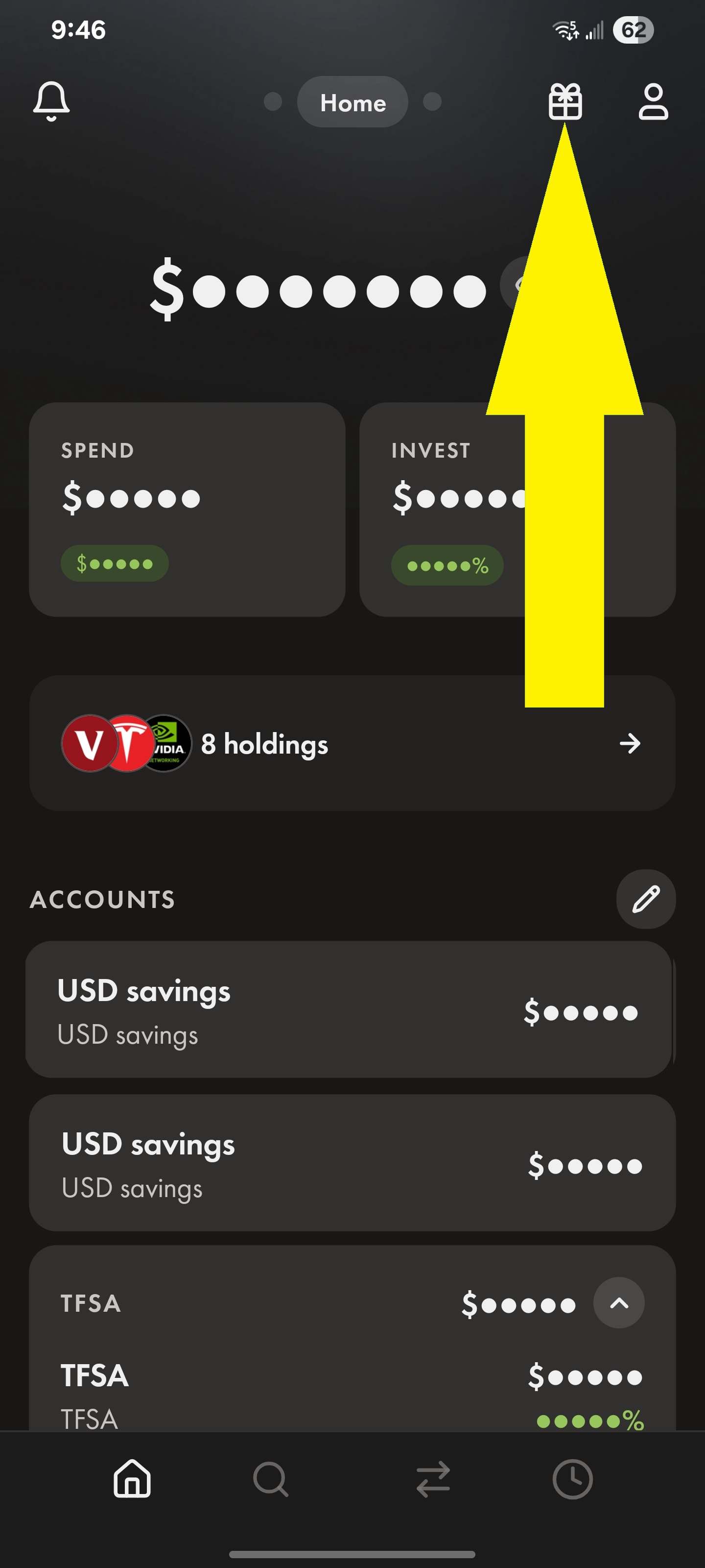 Wealthsimple app screenshot showing referral code entry